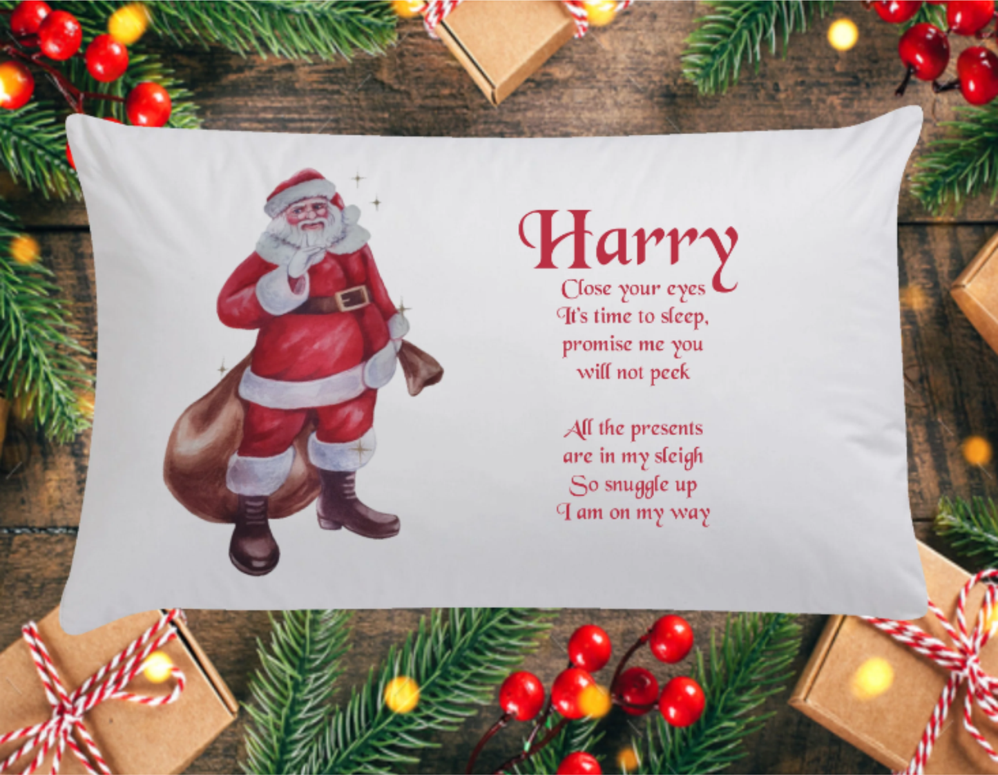 Personalised Christmas Eve Pillow Case