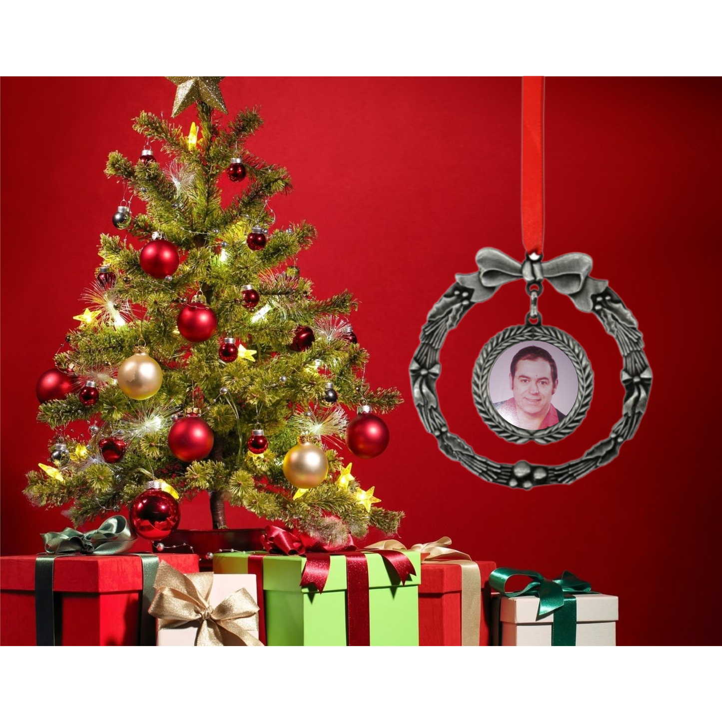 Silver Christmas Wreath Tree Decoration