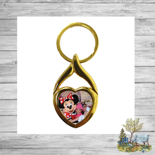 Gold Heart Photo Keyring