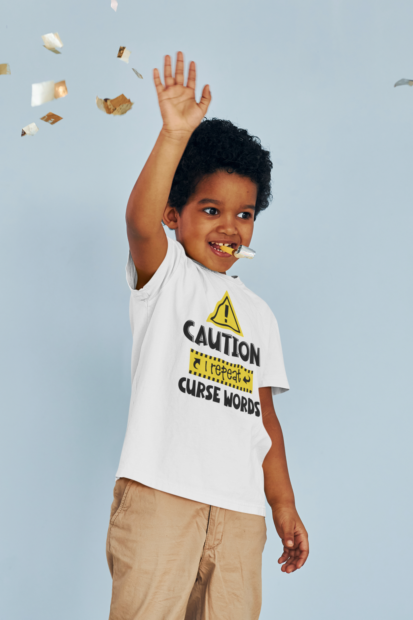 Caution, I Repeat Curse Words Kids Tshirt