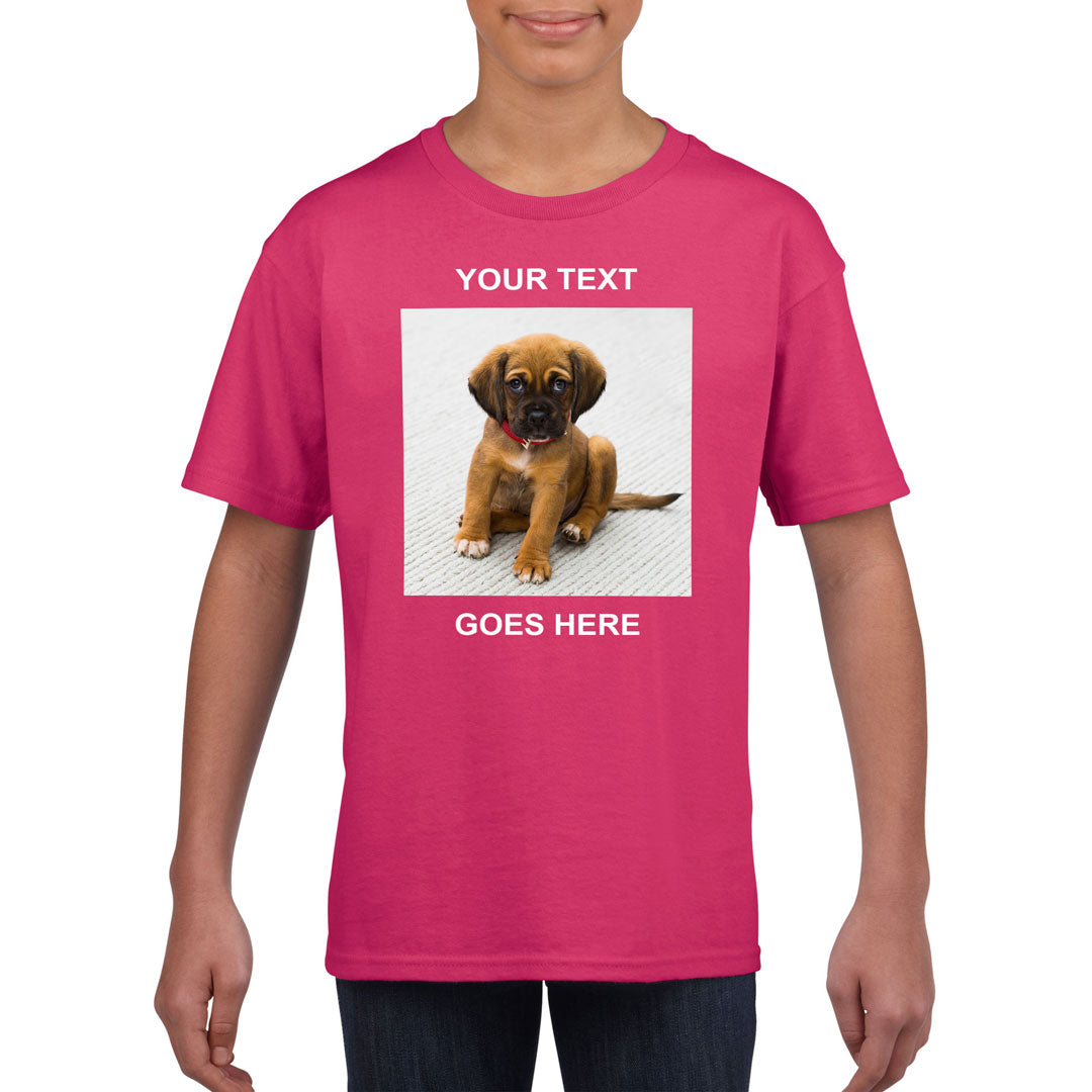 Kid's T-Shirt (Photo Upload with Text) - Personalised Custom Print Products Fun Printz Gainsborough