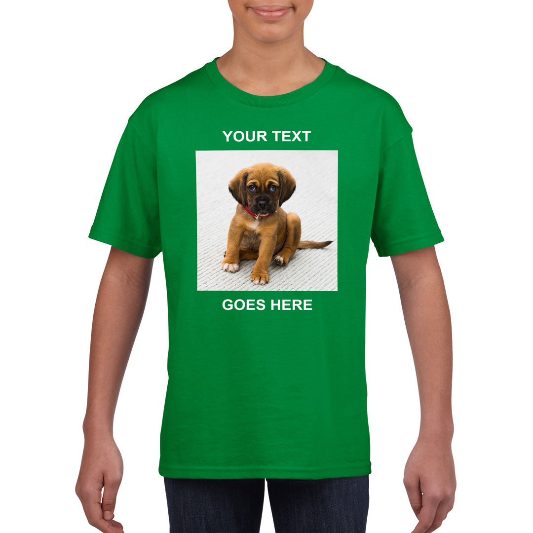 Kid's T-Shirt (Photo Upload with Text) - Personalised Custom Print Products Fun Printz Gainsborough