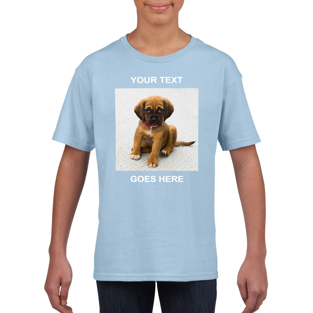 Kid's T-Shirt (Photo Upload with Text) - Personalised Custom Print Products Fun Printz Gainsborough