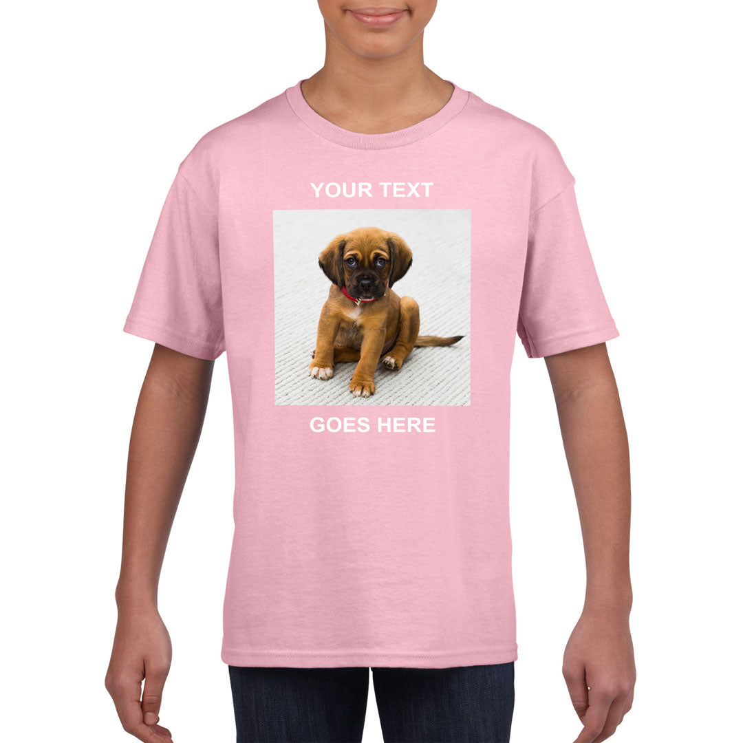 Kid's T-Shirt (Photo Upload with Text) - Personalised Custom Print Products Fun Printz Gainsborough