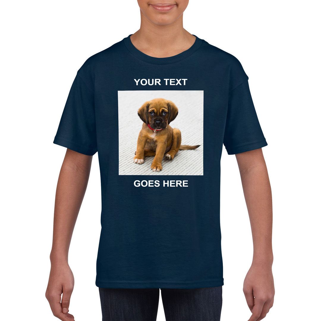 Kid's T-Shirt (Photo Upload with Text) - Personalised Custom Print Products Fun Printz Gainsborough