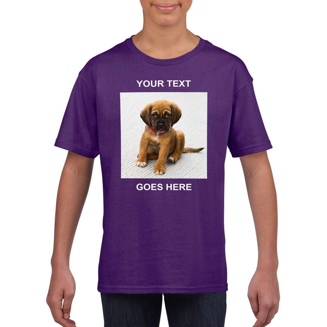 Kid's T-Shirt (Photo Upload with Text) - Personalised Custom Print Products Fun Printz Gainsborough