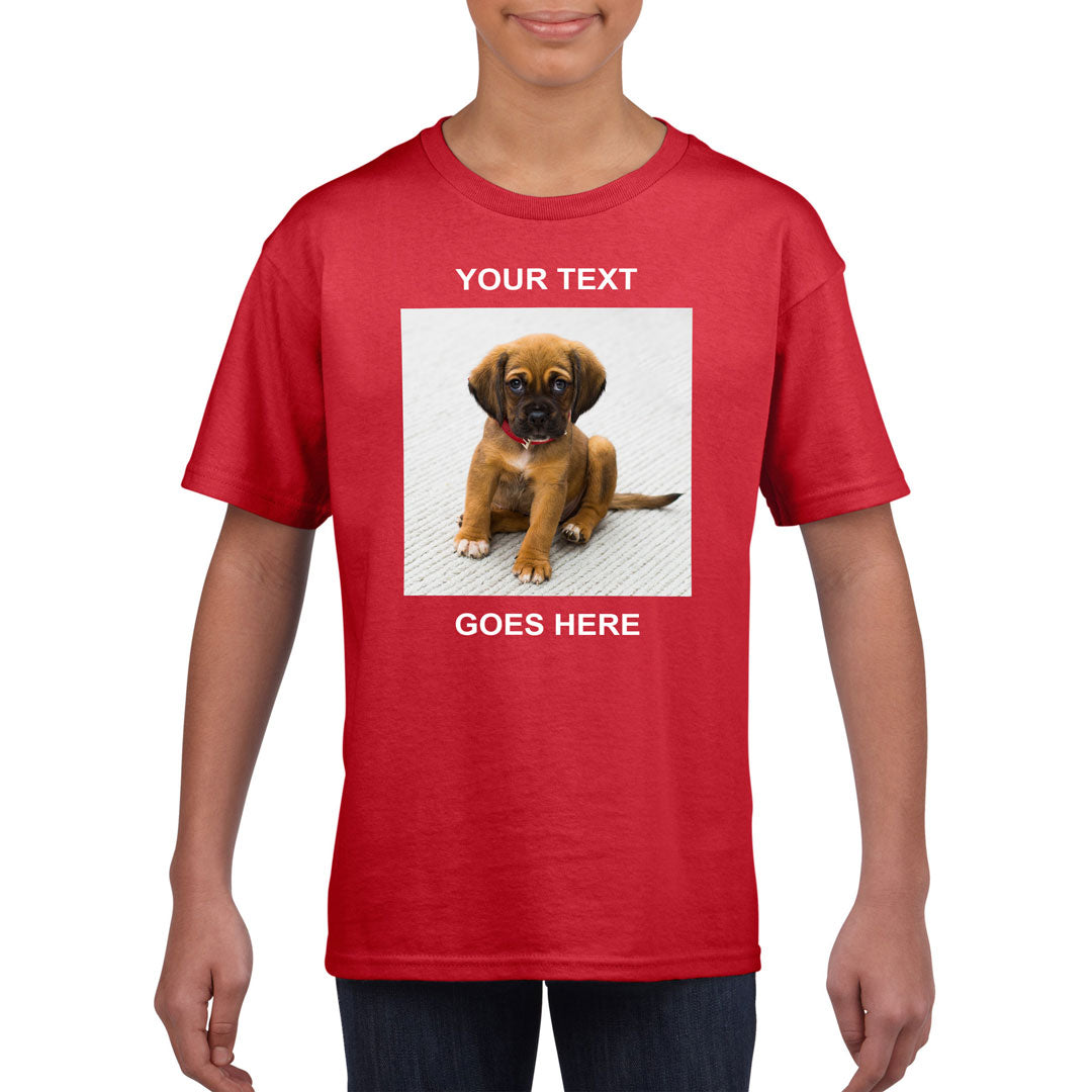 Kid's T-Shirt (Photo Upload with Text) - Personalised Custom Print Products Fun Printz Gainsborough