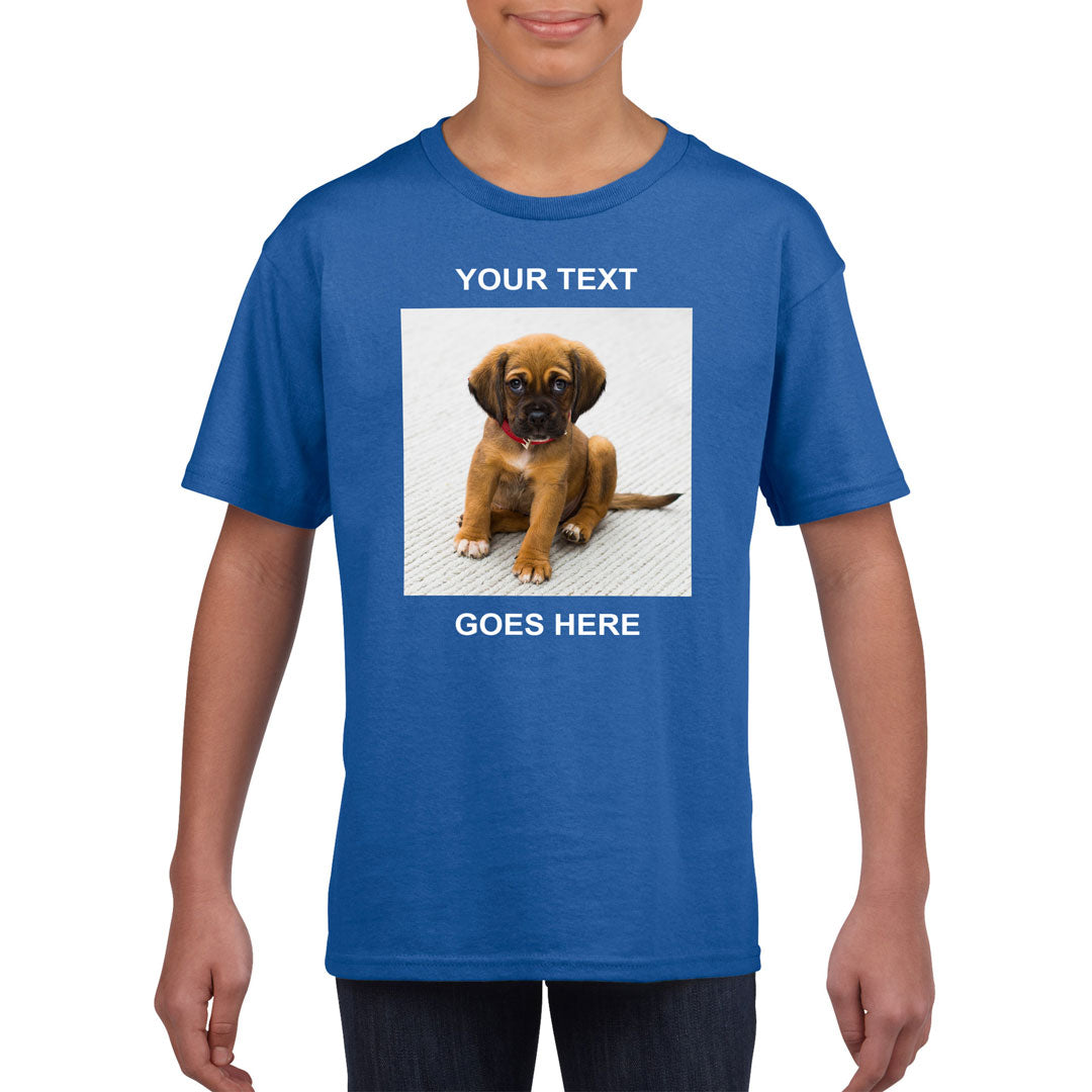 Kid's T-Shirt (Photo Upload with Text) - Personalised Custom Print Products Fun Printz Gainsborough