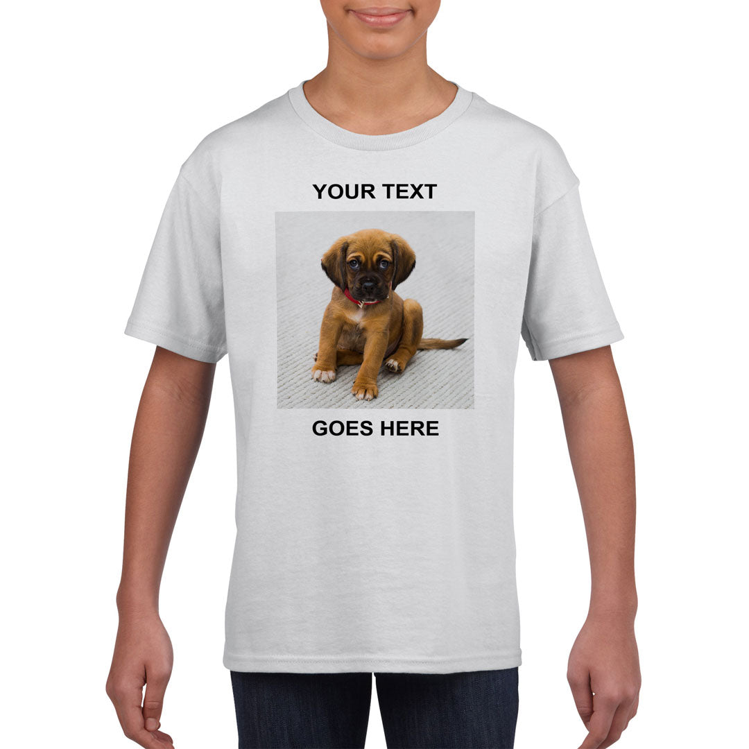 Kid's T-Shirt (Photo Upload with Text) - Personalised Custom Print Products Fun Printz Gainsborough