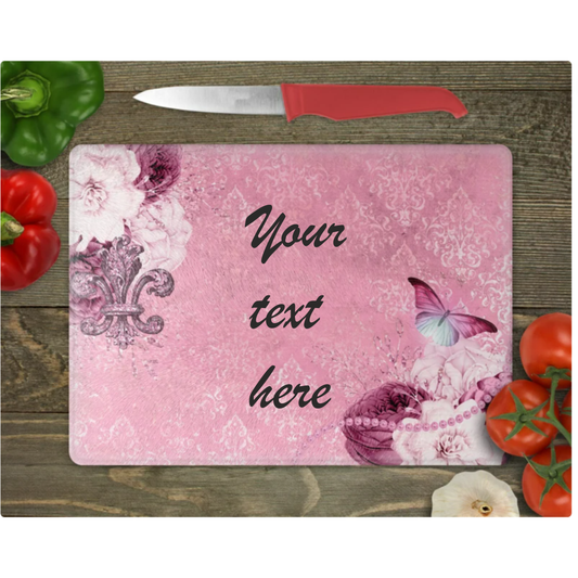 Personalised Pink Butterfly Chopping Board